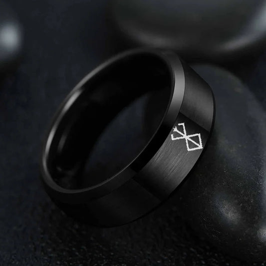 Anime Peripheral Berserk Ring Commemorative Fashion Simple 7 Colors Cool Laser Stainless Steel Ring Men Women Jewelry
