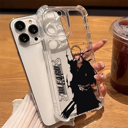 Anime Cool BLEACHS Phone Case For iPhone 16e 16 15 14 13 12 11 Mini Pro Max X XR XSMax 7 8 Plus Anti Fall Transparent Cover
