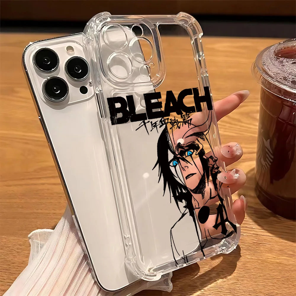 Anime Cool BLEACHS Phone Case For iPhone 16e 16 15 14 13 12 11 Mini Pro Max X XR XSMax 7 8 Plus Anti Fall Transparent Cover