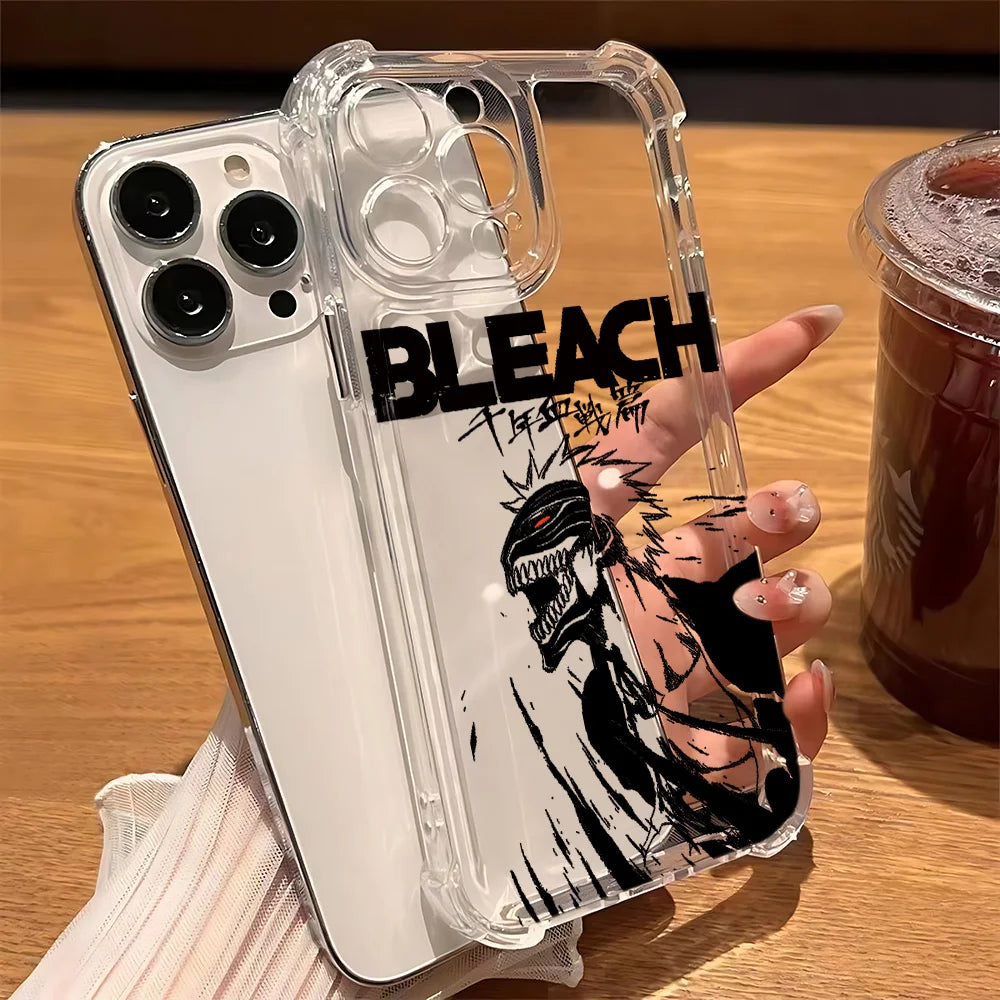 Anime Cool BLEACHS Phone Case For iPhone 16e 16 15 14 13 12 11 Mini Pro Max X XR XSMax 7 8 Plus Anti Fall Transparent Cover