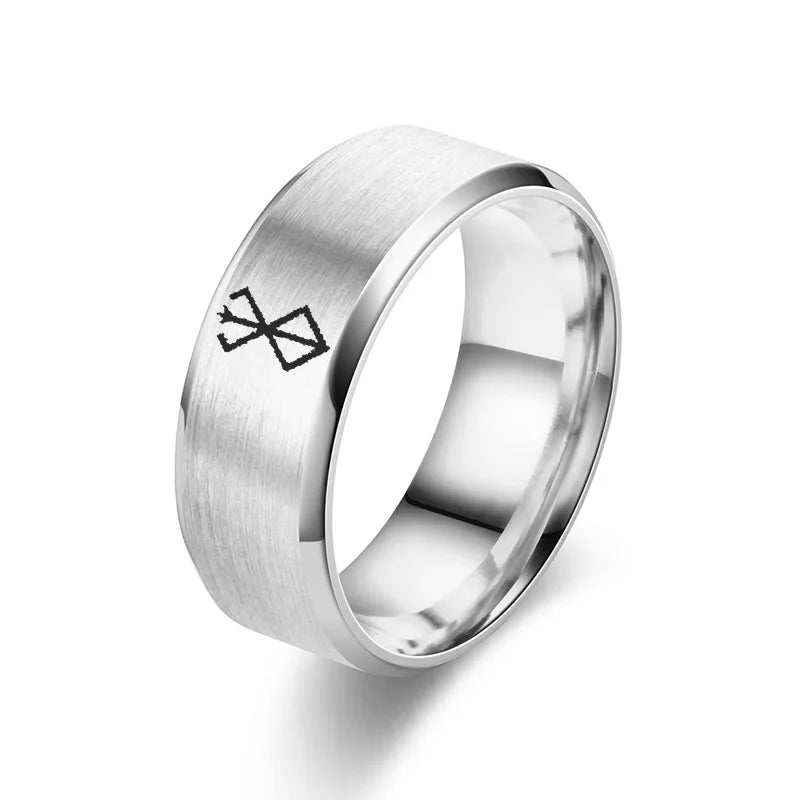Anime Peripheral Berserk Ring Commemorative Fashion Simple 7 Colors Cool Laser Stainless Steel Ring Men Women Jewelry