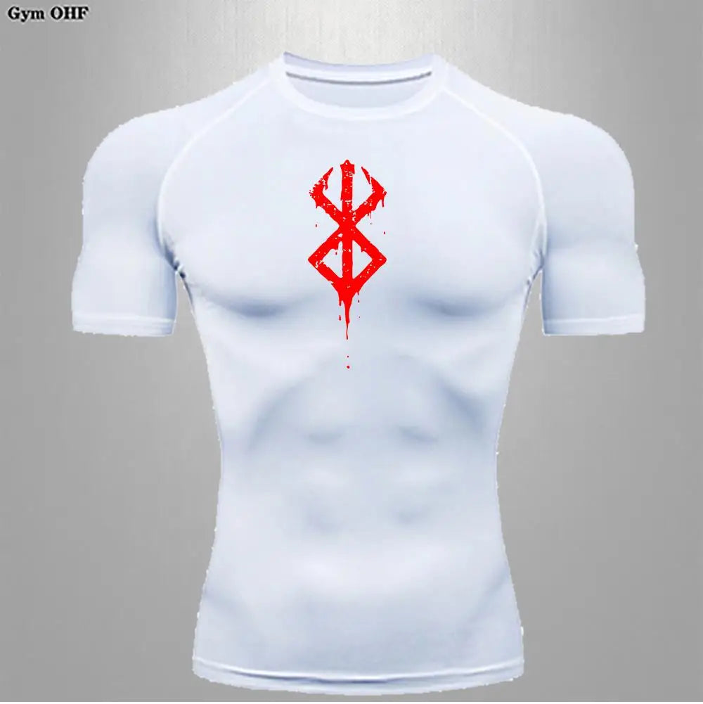 Anime Berserk-Summer Short Sleeve T-Shirt Men Compression Shirt Running Quick Dry Gym Jogging Sports Shirts Rashguard Tops