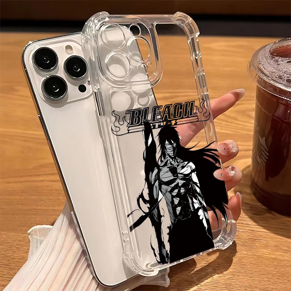 Anime Cool BLEACHS Phone Case For iPhone 16e 16 15 14 13 12 11 Mini Pro Max X XR XSMax 7 8 Plus Anti Fall Transparent Cover