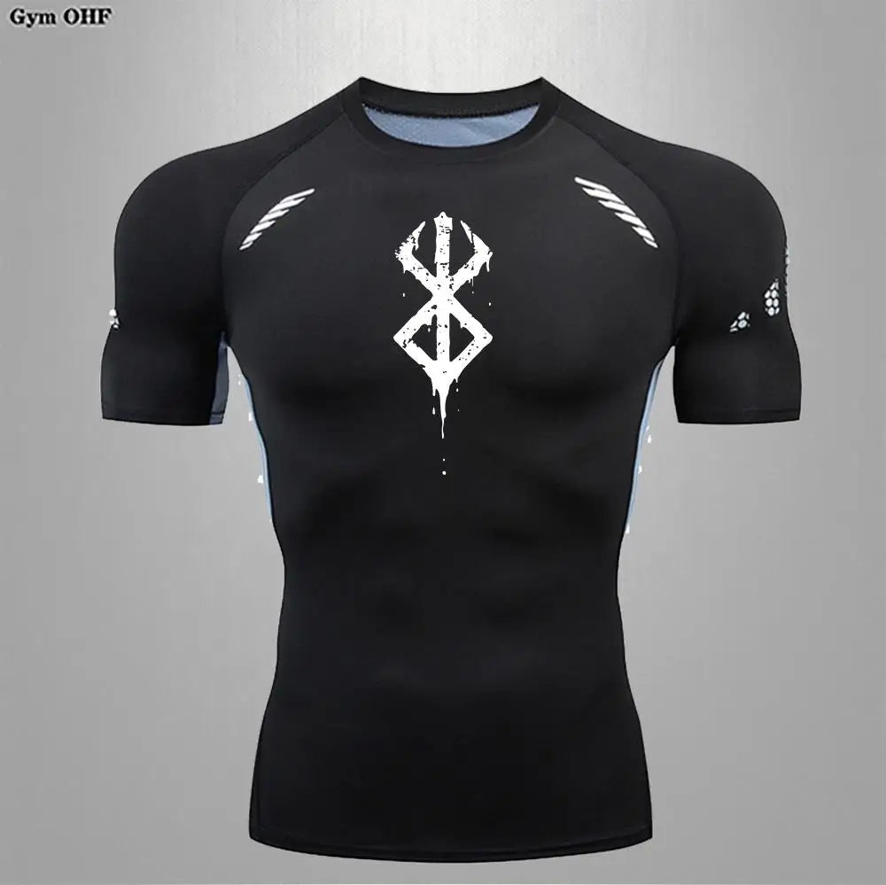 Anime Berserk-Summer Short Sleeve T-Shirt Men Compression Shirt Running Quick Dry Gym Jogging Sports Shirts Rashguard Tops