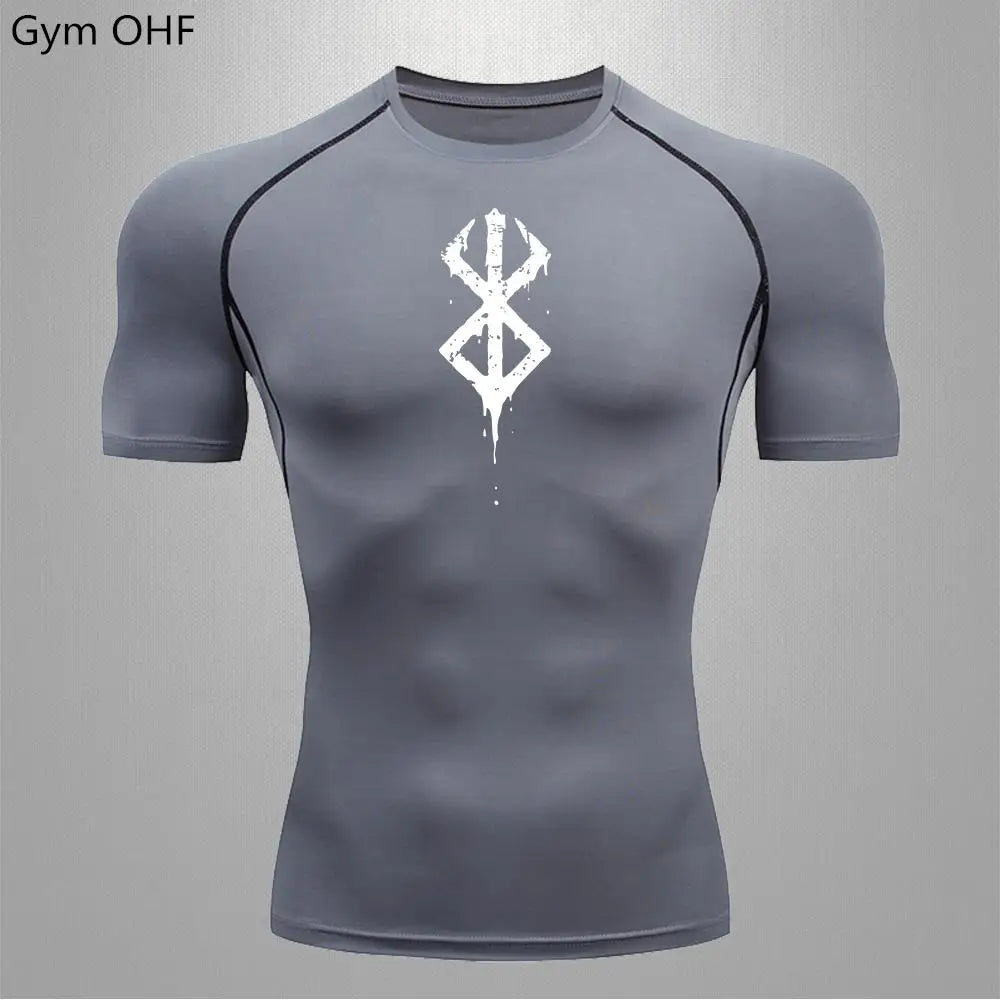 Anime Berserk-Summer Short Sleeve T-Shirt Men Compression Shirt Running Quick Dry Gym Jogging Sports Shirts Rashguard Tops