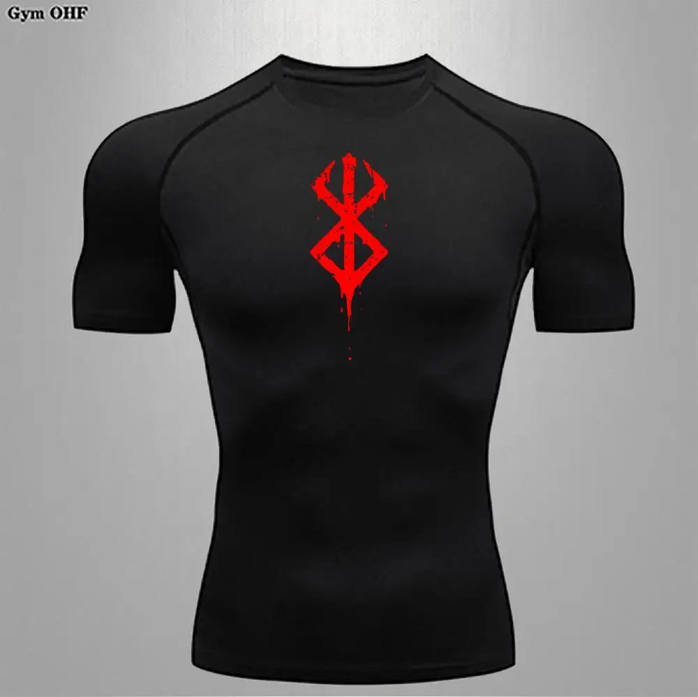 Anime Berserk-Summer Short Sleeve T-Shirt Men Compression Shirt Running Quick Dry Gym Jogging Sports Shirts Rashguard Tops