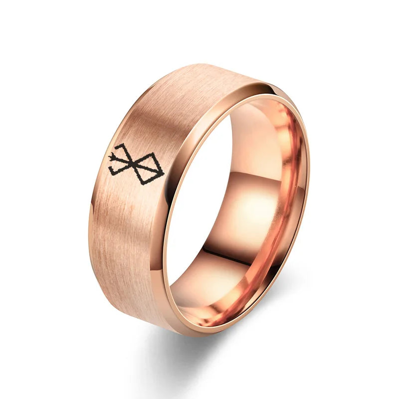 Anime Peripheral Berserk Ring Commemorative Fashion Simple 7 Colors Cool Laser Stainless Steel Ring Men Women Jewelry