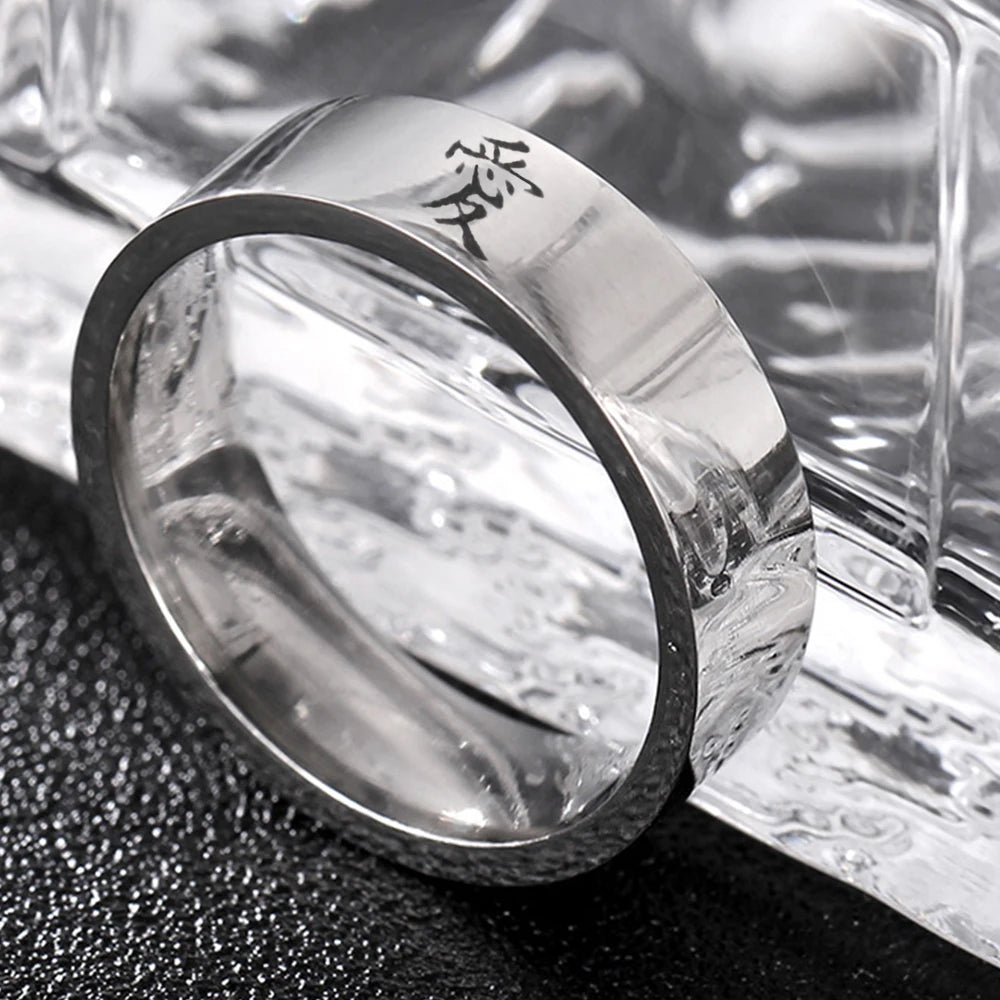 Japanese Anime Ninjutsu Guardian Of Sand I Love Roleplay Ninja Men's And Women's Rings Stainless Steel Jewelry Accessories Gift