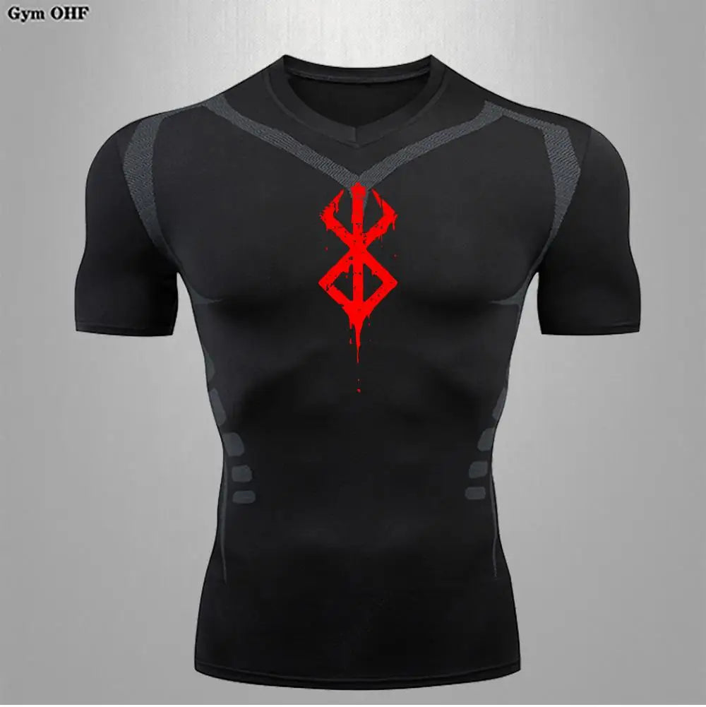 Anime Berserk-Summer Short Sleeve T-Shirt Men Compression Shirt Running Quick Dry Gym Jogging Sports Shirts Rashguard Tops