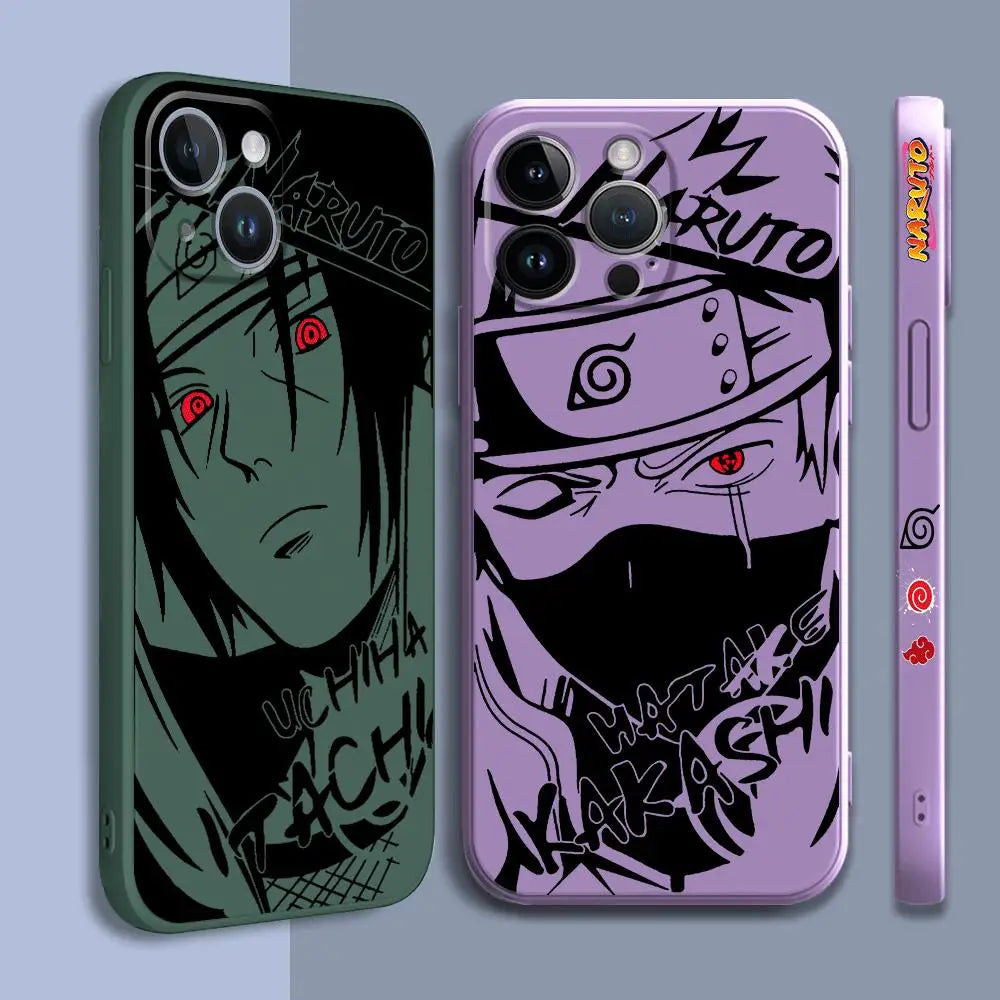 Anime Kakashi Uchiha Itachi Phone Case for Apple iPhone 11 12 Pro Max X XS 7 8 13 Mini SE XR 14 Plus 15 Pro Square Liquid Cover