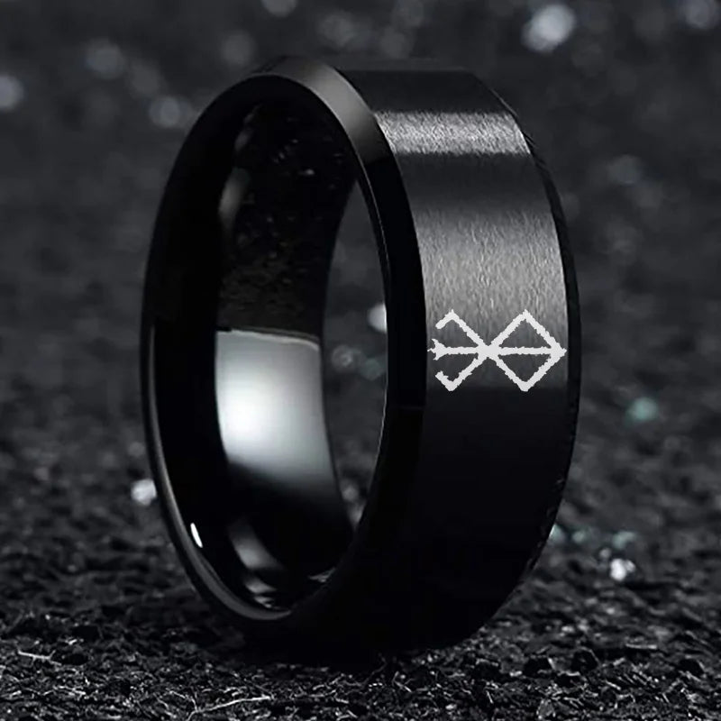 Anime Peripheral Berserk Ring Commemorative Fashion Simple 7 Colors Cool Laser Stainless Steel Ring Men Women Jewelry