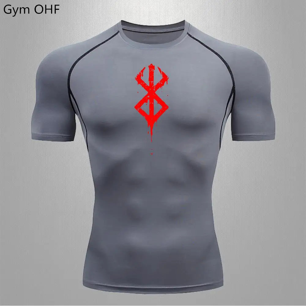 Anime Berserk-Summer Short Sleeve T-Shirt Men Compression Shirt Running Quick Dry Gym Jogging Sports Shirts Rashguard Tops