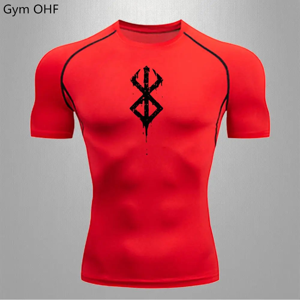 Anime Berserk-Summer Short Sleeve T-Shirt Men Compression Shirt Running Quick Dry Gym Jogging Sports Shirts Rashguard Tops