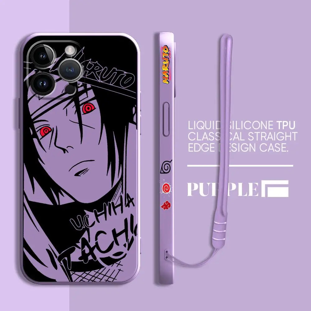 Anime Kakashi Uchiha Itachi Phone Case for Apple iPhone 11 12 Pro Max X XS 7 8 13 Mini SE XR 14 Plus 15 Pro Square Liquid Cover