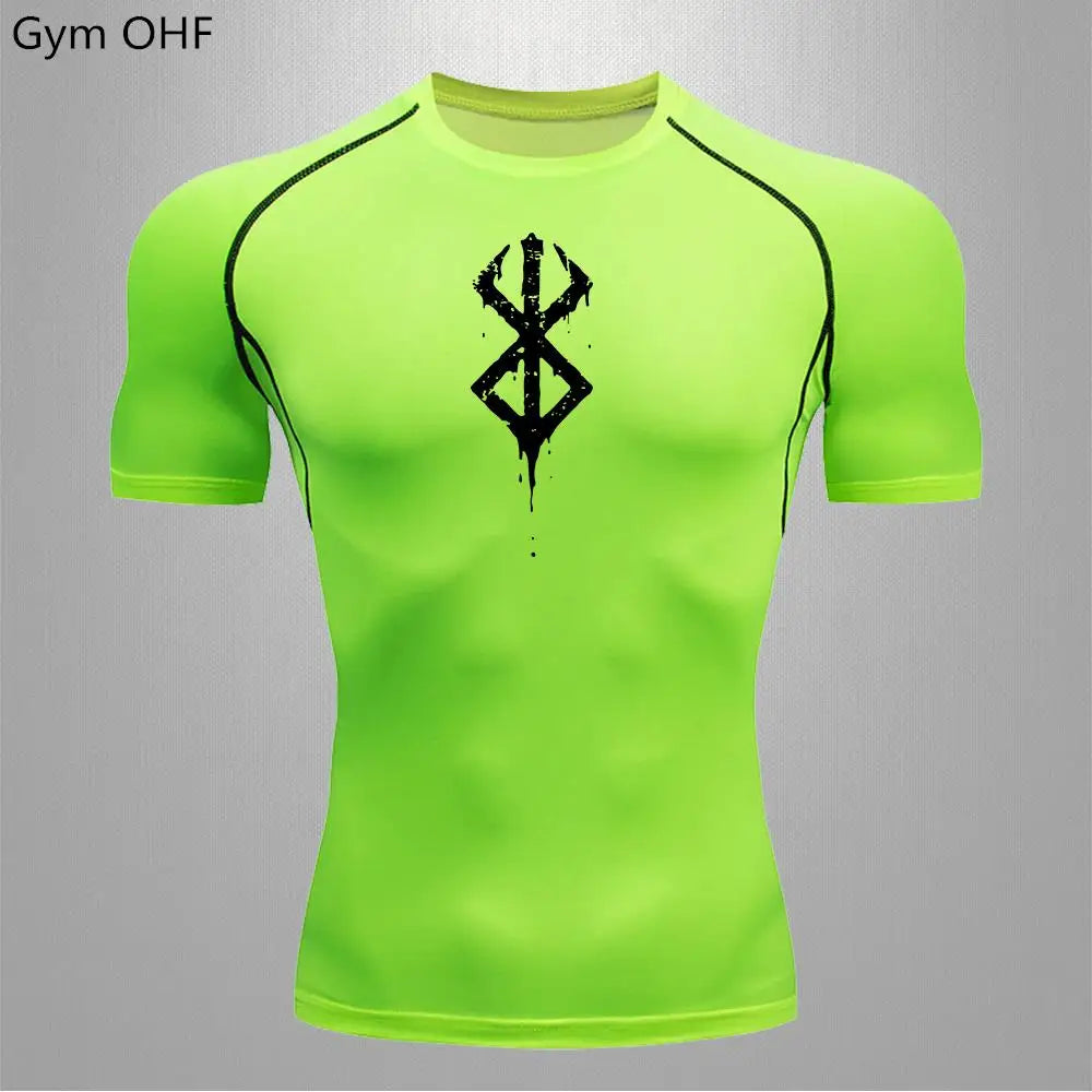 Anime Berserk-Summer Short Sleeve T-Shirt Men Compression Shirt Running Quick Dry Gym Jogging Sports Shirts Rashguard Tops