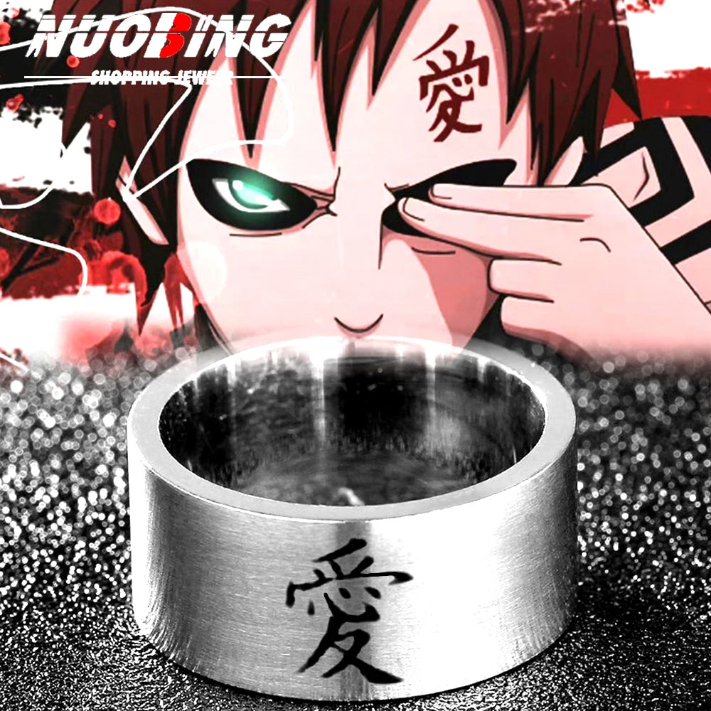 Japanese Anime Ninjutsu Guardian Of Sand I Love Roleplay Ninja Men's And Women's Rings Stainless Steel Jewelry Accessories Gift