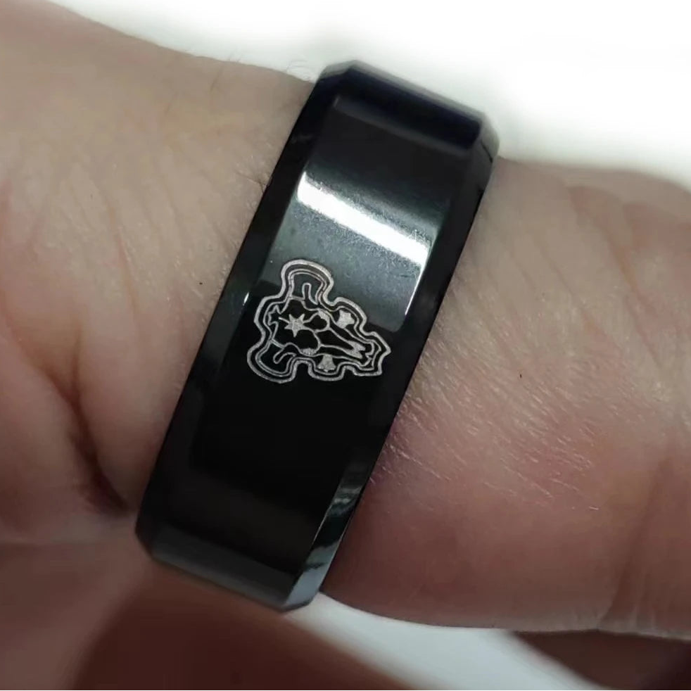 BAECYT 2024 New 8mm Anime Black Clover Rings Stainless Steel For Women Men Anime Fans Ring Jewelry Dropshipping