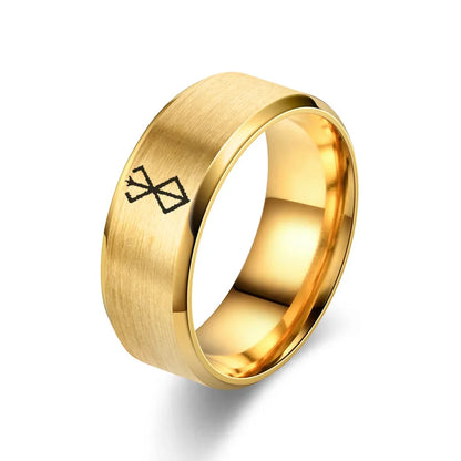 Anime Peripheral Berserk Ring Commemorative Fashion Simple 7 Colors Cool Laser Stainless Steel Ring Men Women Jewelry