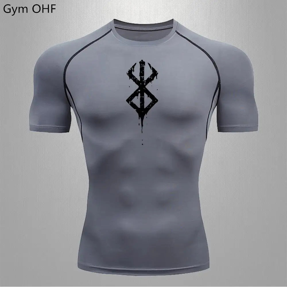Anime Berserk-Summer Short Sleeve T-Shirt Men Compression Shirt Running Quick Dry Gym Jogging Sports Shirts Rashguard Tops