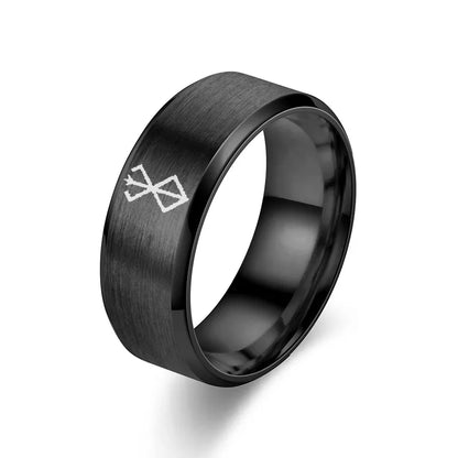 Anime Peripheral Berserk Ring Commemorative Fashion Simple 7 Colors Cool Laser Stainless Steel Ring Men Women Jewelry
