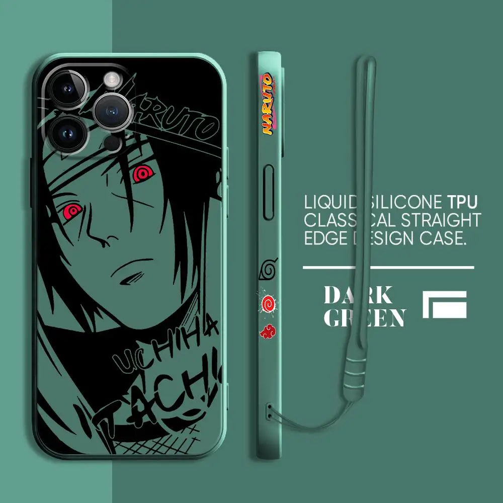 Anime Kakashi Uchiha Itachi Phone Case for Apple iPhone 11 12 Pro Max X XS 7 8 13 Mini SE XR 14 Plus 15 Pro Square Liquid Cover