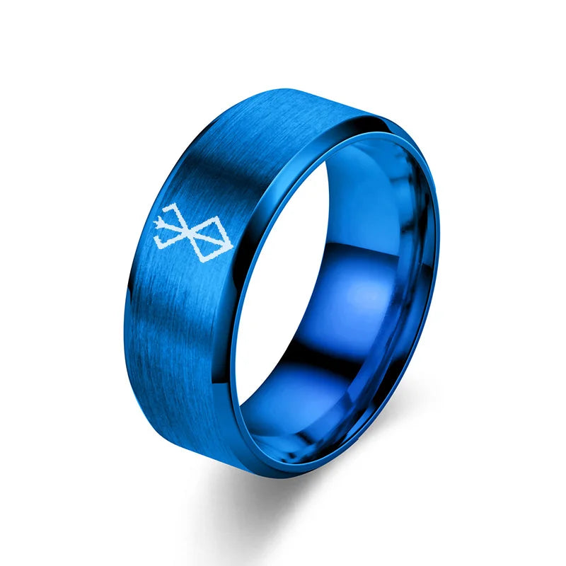 Anime Peripheral Berserk Ring Commemorative Fashion Simple 7 Colors Cool Laser Stainless Steel Ring Men Women Jewelry