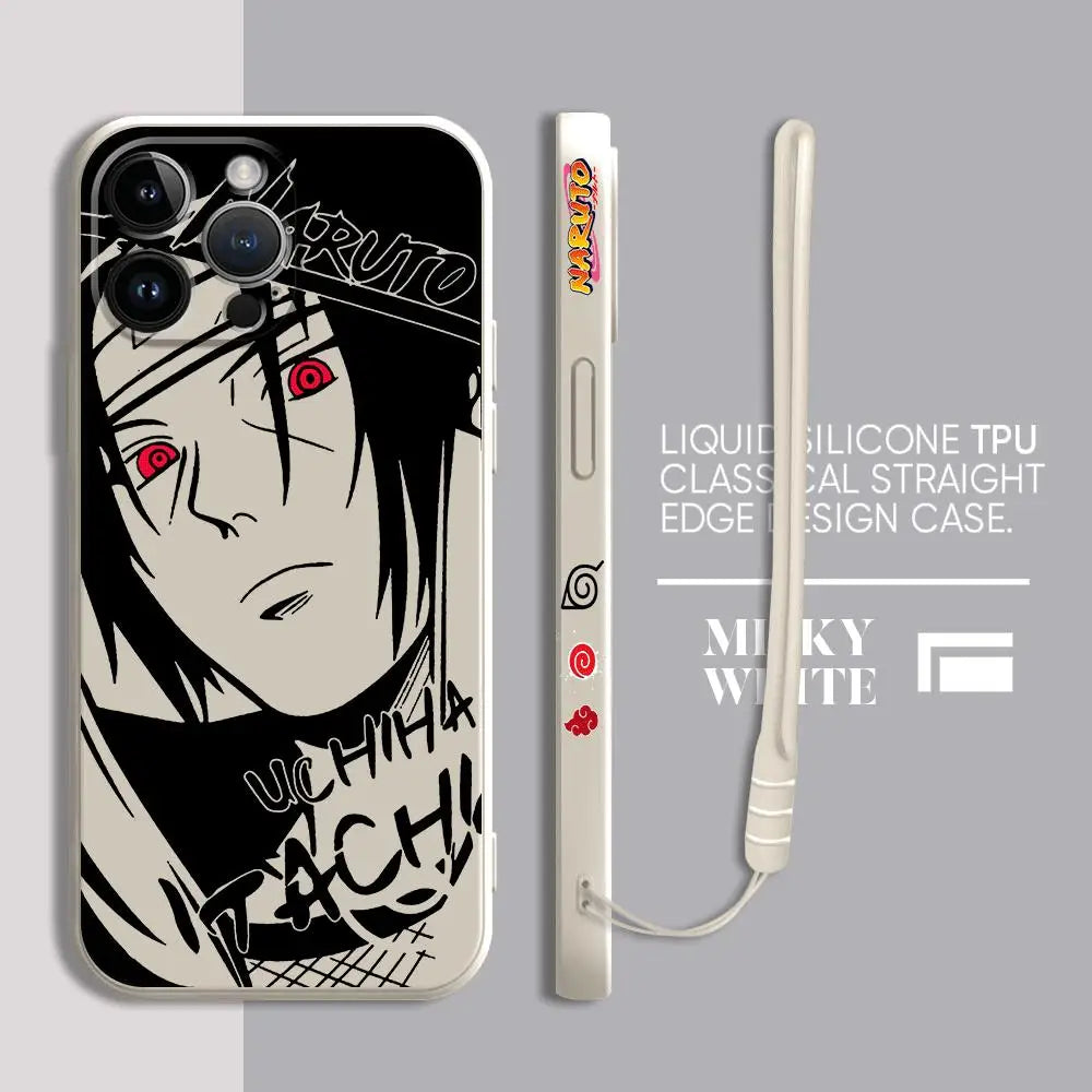 Anime Kakashi Uchiha Itachi Phone Case for Apple iPhone 11 12 Pro Max X XS 7 8 13 Mini SE XR 14 Plus 15 Pro Square Liquid Cover