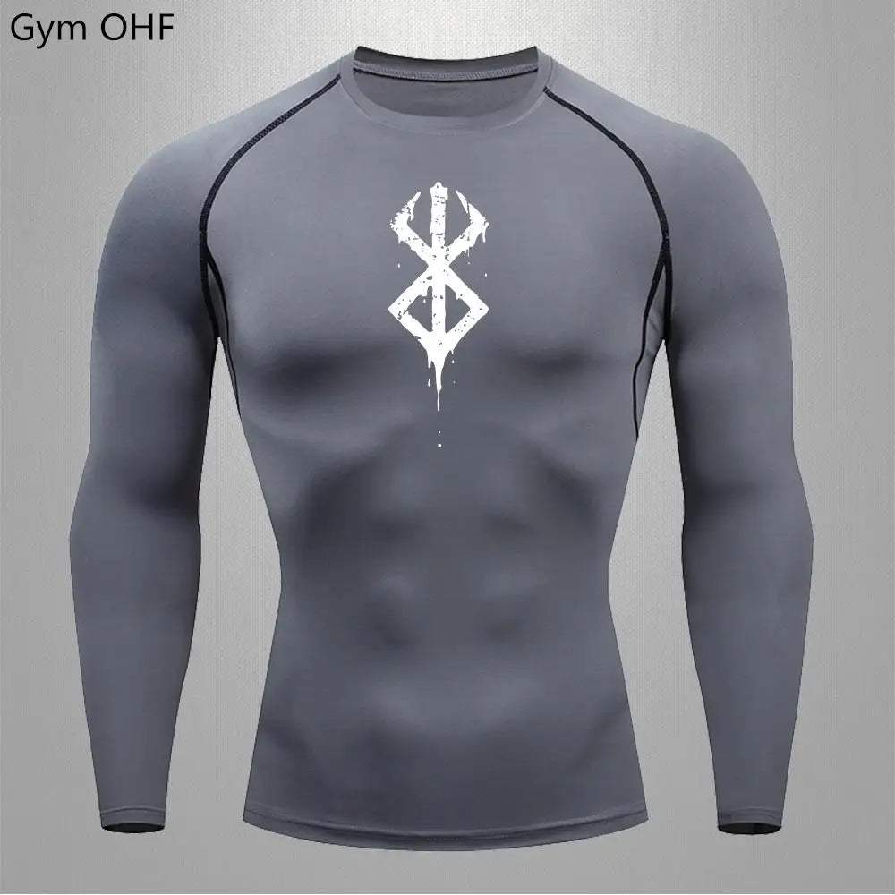 Anime Berserk-Summer Short Sleeve T-Shirt Men Compression Shirt Running Quick Dry Gym Jogging Sports Shirts Rashguard Tops