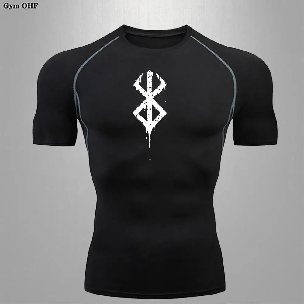 Anime Berserk-Summer Short Sleeve T-Shirt Men Compression Shirt Running Quick Dry Gym Jogging Sports Shirts Rashguard Tops