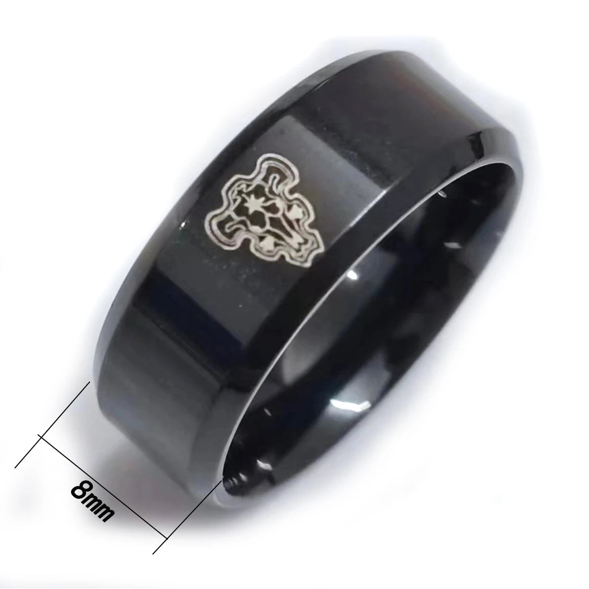 BAECYT 2024 New 8mm Anime Black Clover Rings Stainless Steel For Women Men Anime Fans Ring Jewelry Dropshipping