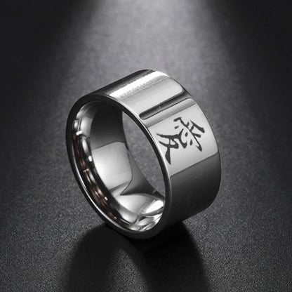 Japanese Anime Ninjutsu Guardian Of Sand I Love Roleplay Ninja Men's And Women's Rings Stainless Steel Jewelry Accessories Gift