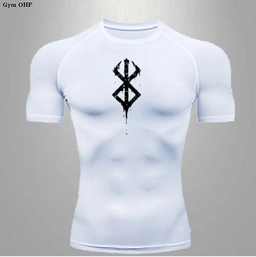 Anime Berserk-Summer Short Sleeve T-Shirt Men Compression Shirt Running Quick Dry Gym Jogging Sports Shirts Rashguard Tops