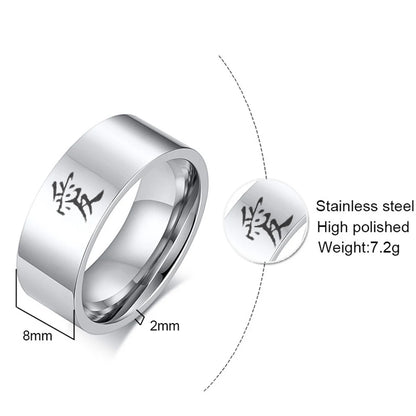 Japanese Anime Ninjutsu Guardian Of Sand I Love Roleplay Ninja Men's And Women's Rings Stainless Steel Jewelry Accessories Gift