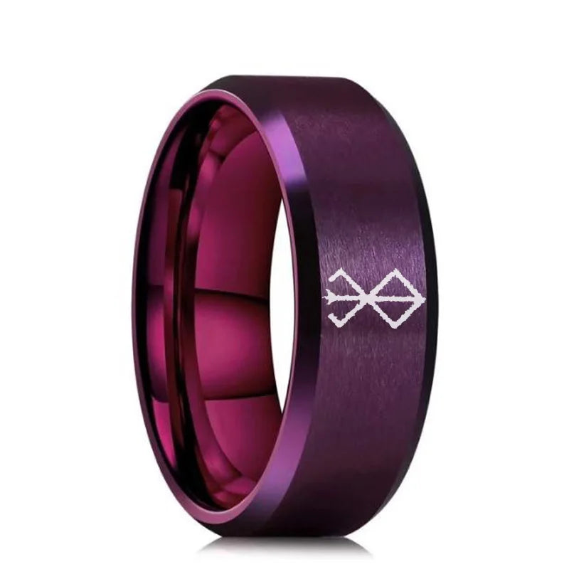 Anime Peripheral Berserk Ring Commemorative Fashion Simple 7 Colors Cool Laser Stainless Steel Ring Men Women Jewelry