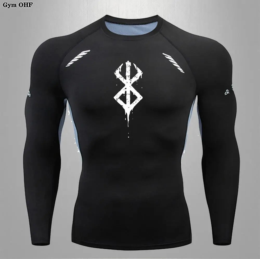 Anime Berserk-Summer Short Sleeve T-Shirt Men Compression Shirt Running Quick Dry Gym Jogging Sports Shirts Rashguard Tops