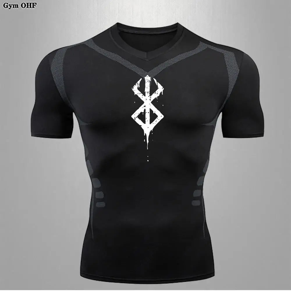 Anime Berserk-Summer Short Sleeve T-Shirt Men Compression Shirt Running Quick Dry Gym Jogging Sports Shirts Rashguard Tops