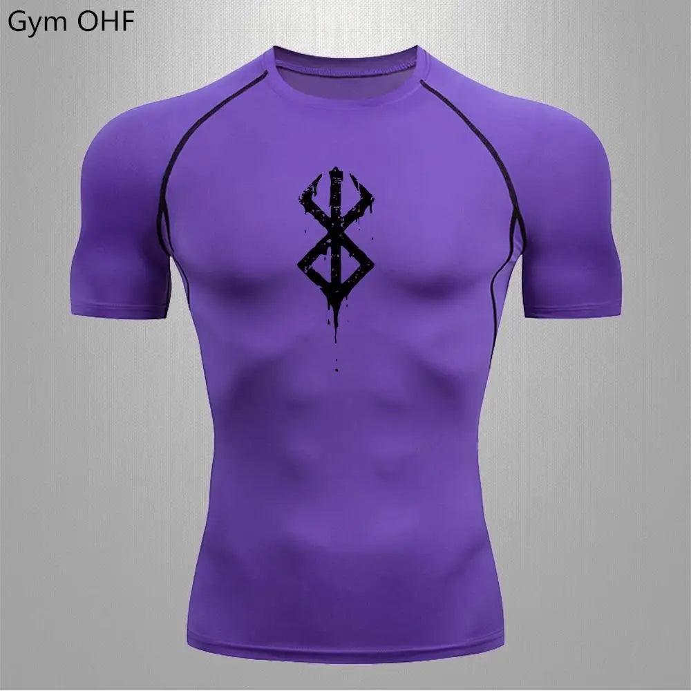 Anime Berserk-Summer Short Sleeve T-Shirt Men Compression Shirt Running Quick Dry Gym Jogging Sports Shirts Rashguard Tops